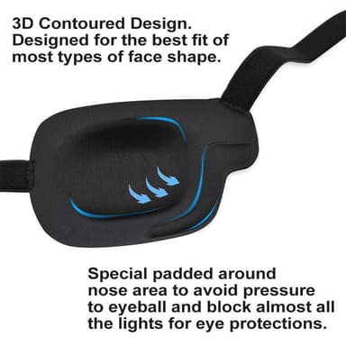 3D-silmämaski oikealle silmälle säädettävällä soljella Musta