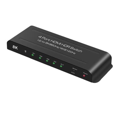 4 in 1 -lähtö HDMI-kytkin 8K 60Hz HDMI 2.1 HDR HDCP2.3 48Gbps PS5 Xboxille Musta