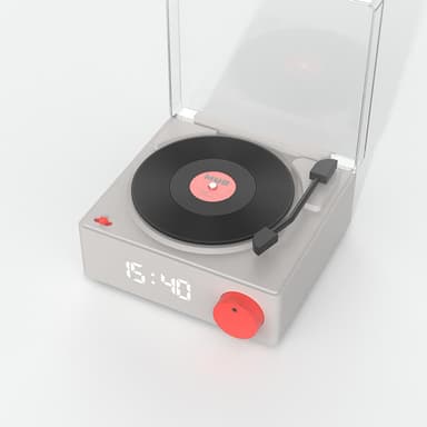MOBILITY ON BOARD Kaijutin Herätyskello Vinyyli Retro Harmaa