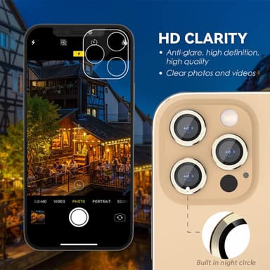 Linssisuojus iPhone 13 Pro / 13 Pro Max 3-pack Gold