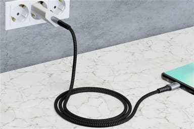 USB-C â„¢ - USB-C â„¢ Tekstiilikaapeli metalliliittimillä (avaruudenharmaa / hopea) 2 m