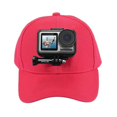 INF Baseball-lippis toimintakameran pidikkeellä, joka on yhteensopiva GoPro Redin kanssa
