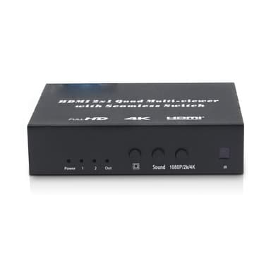 INF HDMI Switch 2X1 Multi-viewer saumattomalla kytkimellä Musta