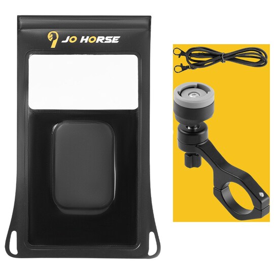 Vattentät väska mountainbike mobiltelefonhållare + universal bollhållare Musta