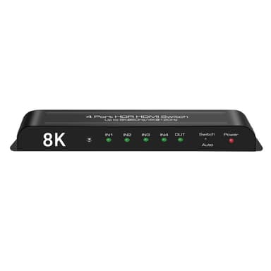 4 in 1 -lähtö HDMI-kytkin 8K 60Hz HDMI 2.1 HDR HDCP2.3 48Gbps PS5 Xboxille Musta