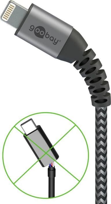Goobay Lightning to USB-A Tekstiilikaapeli metalliliittimillä (avaruudenharmaa / hopea) 1 m