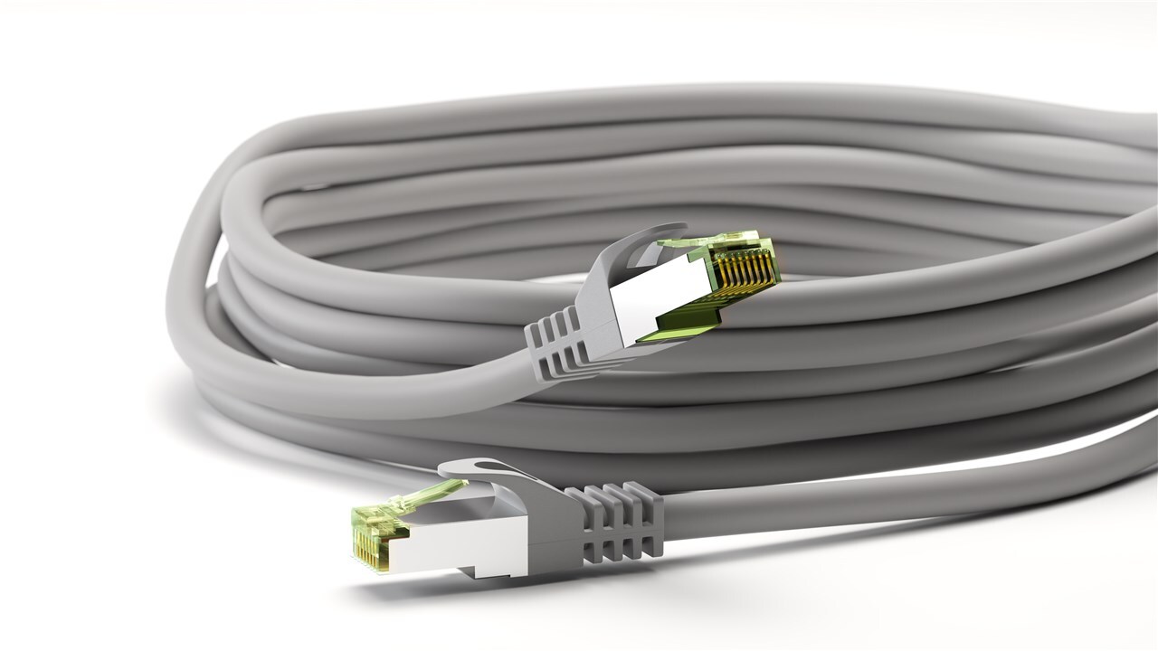 RJ45 patch-kaapeli CAT 8.1 S/FTP raakakaapelilla, AWG 26, harmaa