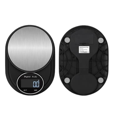 Digitaalinen keittiövaaka 2kg / 0.1g Ruostumaton teräs Musta / hopea
