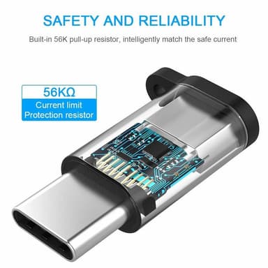 Micro USB - USB-C -sovitin - musta