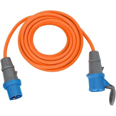 brennenstuhl CEE-jatkokaapeli 10 m (Camping Extension Cable H07RN-F 3G2.5 oranssi CEE-pistokkeella ja liittimellä tiivistekorkilla pysyvään ulkokäyttöön)
