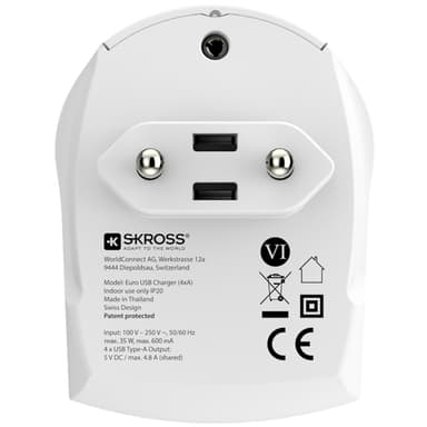 SKROSS 4-porttinen USB-laturi EU