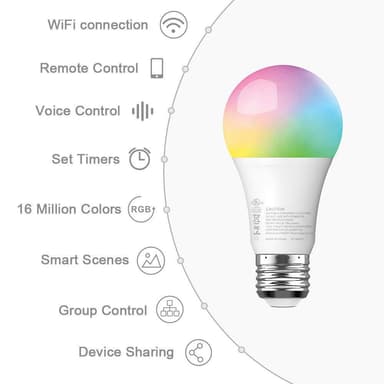 INF Wifi Smart LED-lamppu RGB Monivärinen himmennettävä 7,5W E27 Valkoinen