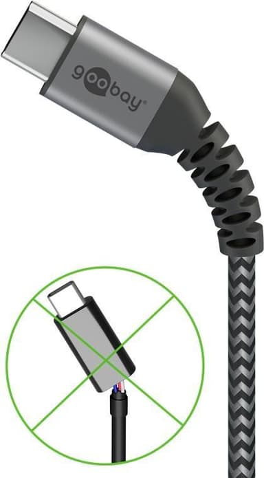 USB-C ™ - USB-C ™ Tekstiilikaapeli metalliliittimillä (avaruudenharmaa / hopea) 0,5 m