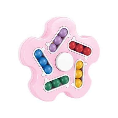 Fidget-spinneripulma, jossa on erivärisiä palloja, vaaleanpunainen