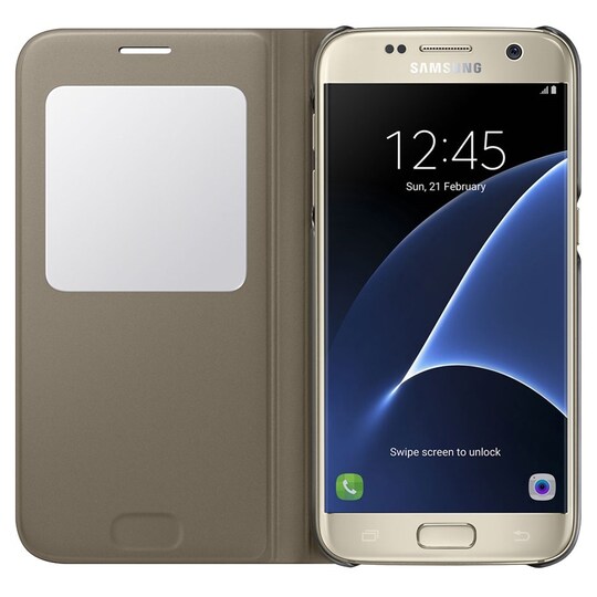 Samsung Galaxy A3 2016 ikkunallinen suojakotelo (kulta)