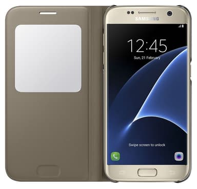 Samsung Galaxy A3 2016 ikkunallinen suojakotelo (kulta)