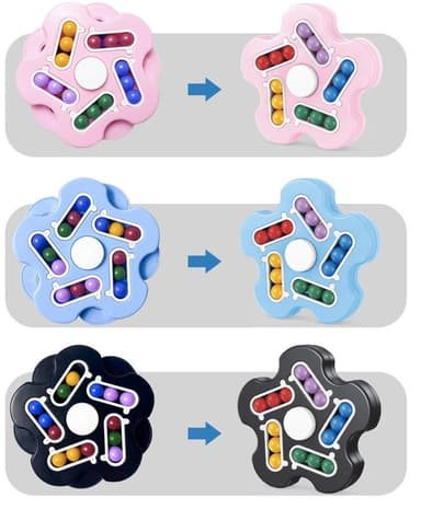 Fidget-spinneripulma, jossa on erivärisiä palloja, vaaleanpunainen