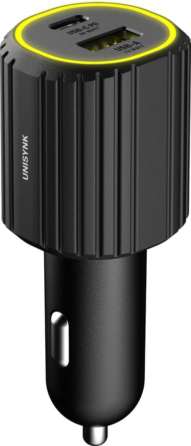 Unisynk USB-C/USB-A autolaturi (musta)