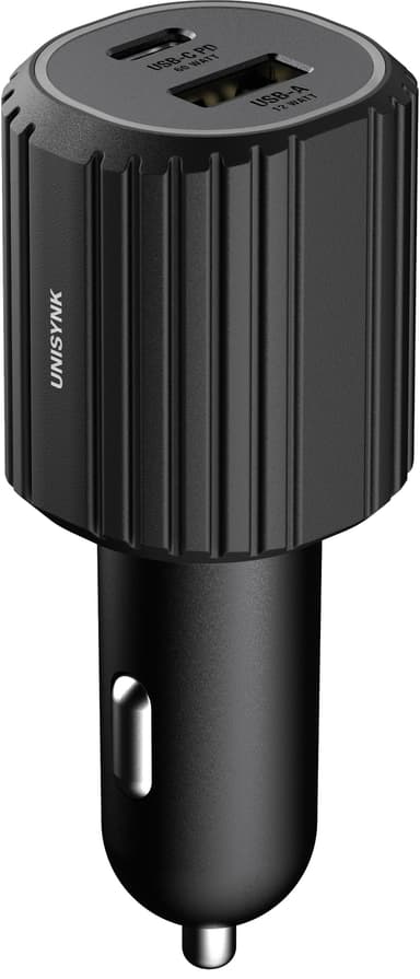 Unisynk USB-C/USB-A autolaturi (musta)