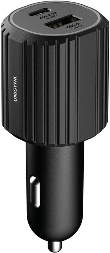Unisynk USB-C/USB-A autolaturi (musta)