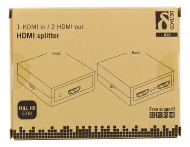HDMI splitter, 1x HDMI in, 2x HDMI out, 6,75 Gbit/s, black