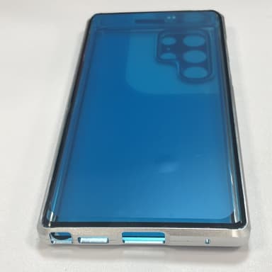 Magneettinen kaksipuolinen karkaistu lasi puhelinkotelo Samsung S22 Ultralle Hopea
