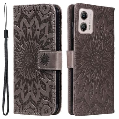 SKALO Motorola Moto G53 5G Mandala lompakkokotelo - Harmaa