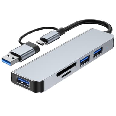 NÖRDIC USB Hub 5 porttia 2xUSB-A 2.0 1xUSB-A 3.0 1xTF 1xSD