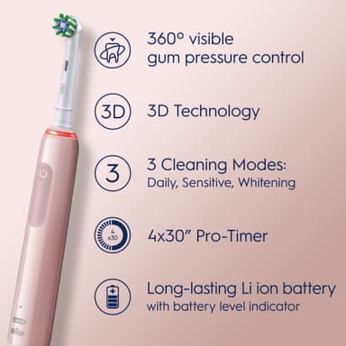 Oral-B Pro 3 sähköhammasharja (vaaleanpunainen)