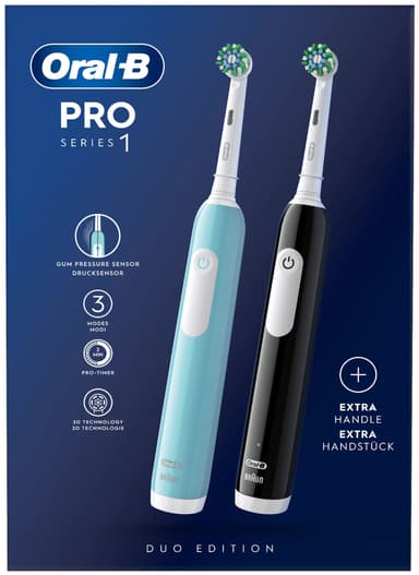 Oral-B Pro 1 sähköhammasharja tuplapakkaus 915016 (musta/turkoosi)