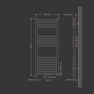 Jäähdytin pyyhe jäähdytin pyyhe lämmitin pyyhekuivain 500 x 1200 mm
