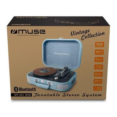 MT-201 BVB Turntable Stereo system BT USB vintage Light Blue