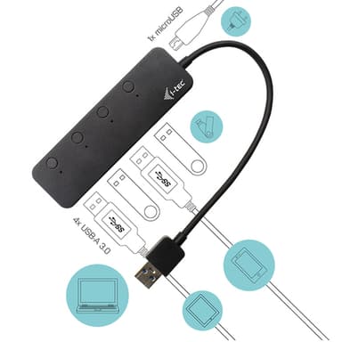 i-tec U3CHARGEHUB4, USB 3.2 Gen 1 (3.1 Gen 1) Type-A, USB 3.2 Gen 1 (3.1 Gen 1)