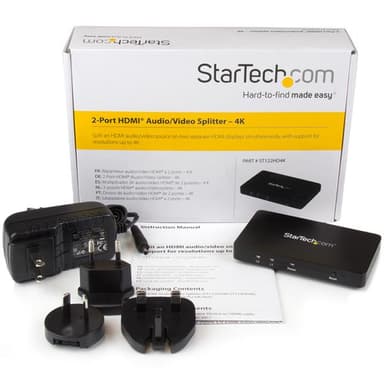 StarTech.com 4K HDMI-video-splitter med 2 portar – 1x2 HDMI-splitter med hölj