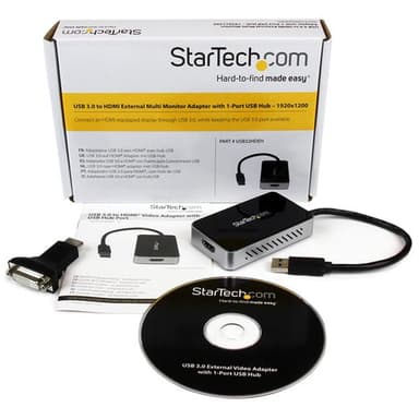 StarTech.com USB 3.0 till HDMI externt videokort, multiskärmsadapter med USB-hu