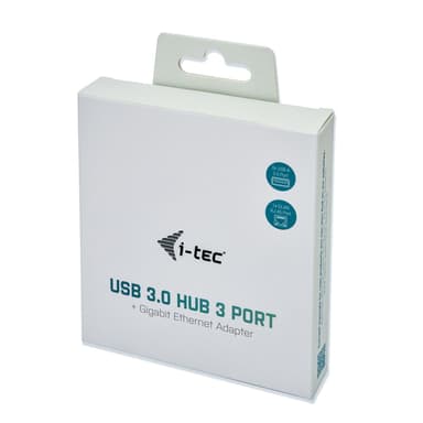 i-tec Metal U3METALG3HUB, USB 3.2 Gen 1 (3.1 Gen 1) Type-A, RJ-45, USB 3.2 Gen 1