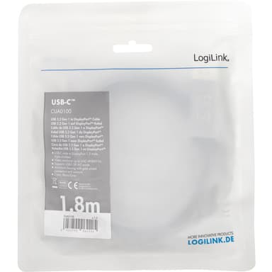 USB-C -> DisplayPort 4K/60Hz Alumiini 1,8m
