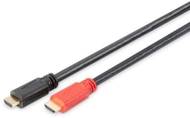 Digitus High Speed HDMI-kabel med signalförstärkare DB-330118-100-S Svart/Röd, HDMI till HDMI, 10 m