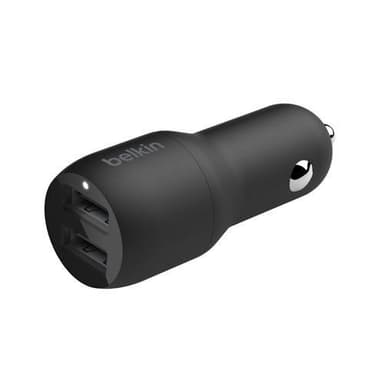 Dual USB-A Car Charger 24W w/Micro-USB Cable, Black