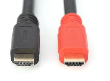 Digitus High Speed HDMI-kabel med signalförstärkare DB-330118-100-S Svart/Röd, HDMI till HDMI, 10 m
