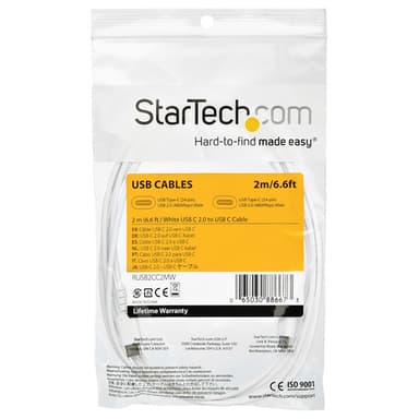 StarTech.com 2 m USB-C-kabel - vit, 2 m, USB C, USB C, USB 2.0, 480 Mbit/s, Vit