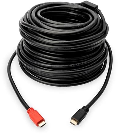 Digitus High Speed HDMI-kabel med signalförstärkare DB-330118-100-S Svart/Röd, HDMI till HDMI, 10 m