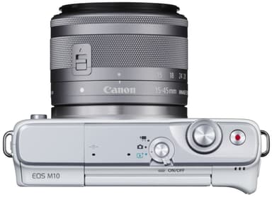 Canon EOS M10 kamera + 15-45 mm objektiivi (valkoinen)