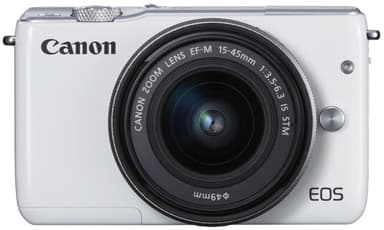 Canon EOS M10 kamera + 15-45 mm objektiivi (valkoinen)