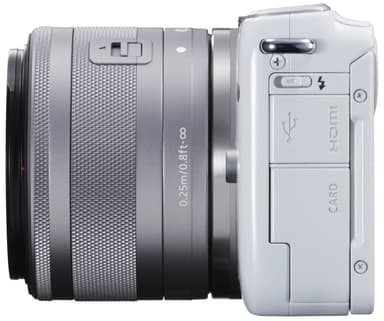 Canon EOS M10 kamera + 15-45 mm objektiivi (valkoinen)