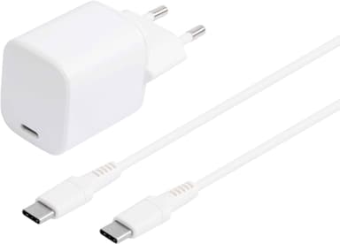 Sandstrøm USB-C 30 W GaN laturi + USB-C kaapeli