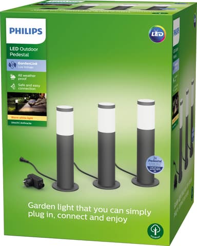 Philips GardenLink LV Utrecht Pedestal ulkovalaisinsarja 24 W (3 kpl)