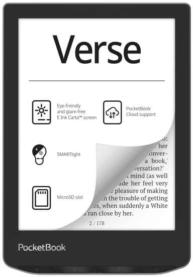 PocketBook Verse e-kirjan lukulaite 8 GB (sumunharmaa)