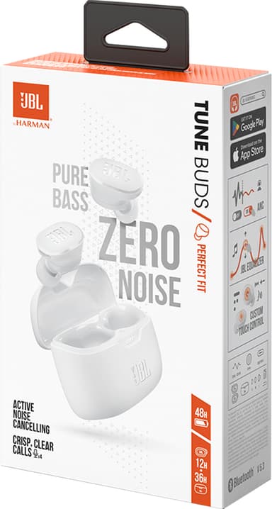 JBL Tune Buds täysin langattomat in-ear kuulokkeet (valkoinen)