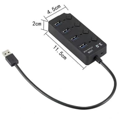 USB splitter USB 2.0 USB 3.0 hubb 5 Gbps 4-portars individuella LED på/av-brytare